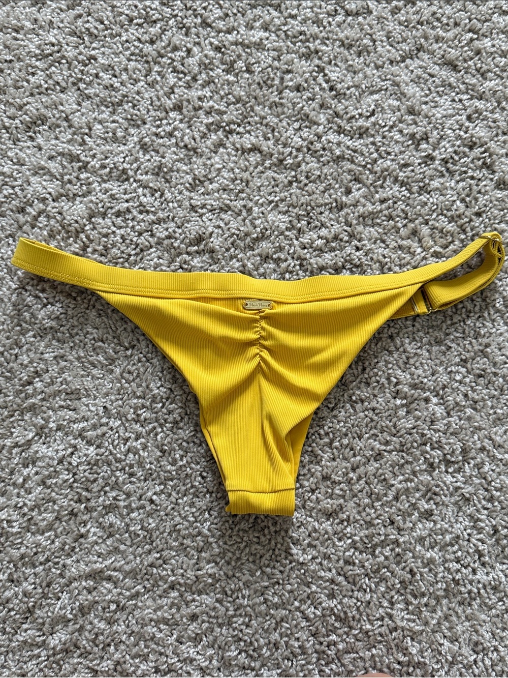 Beach Bunny Mustard Yellow Ribbed Triangle Bikini - Picture 4 of 5